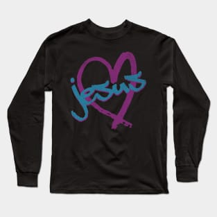 I Love Jesus Vintage 80's & 90's Purple and Blue Long Sleeve T-Shirt